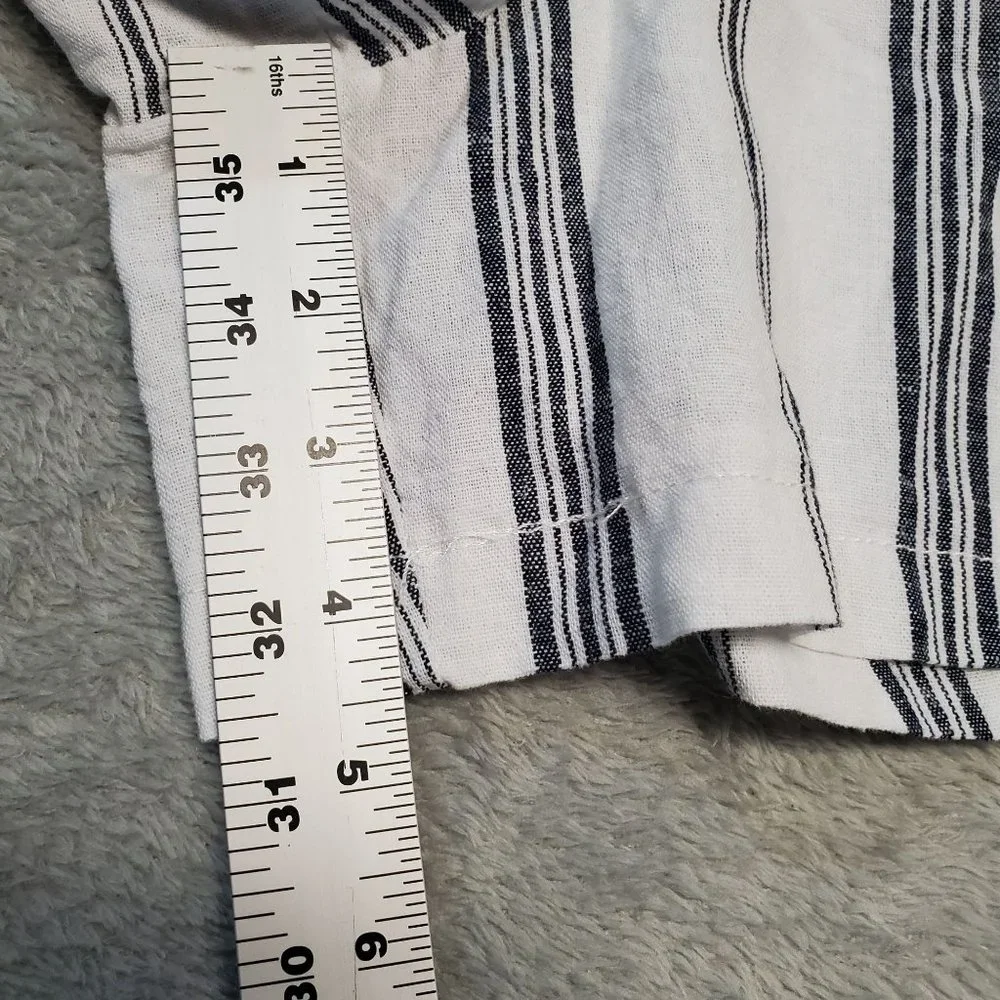 Style Me Women's Size L Linen Blend Black White Striped Casual Shorts NWT - Picture 5 of 9